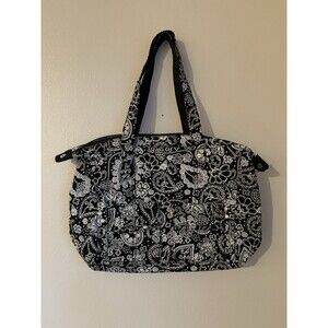 Thirty One Tote / Purse Flower Paisley Black